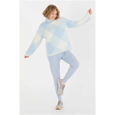 Kadın Mavi Triko Pantolon