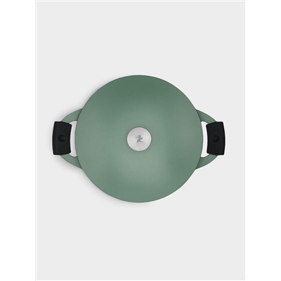 Кастрюля, 28 см, 6.3 л, с крышкой, с покрытием, алюминий, зелёная, Agile