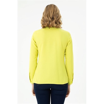 Kadın Neon Sarı Uzun Kollu Basic Gömlek