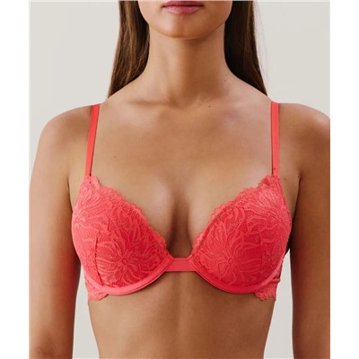 Sujetador ultra push-up de encaje rosa