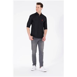 Erkek Siyah Uzun Kollu Basic Gömlek