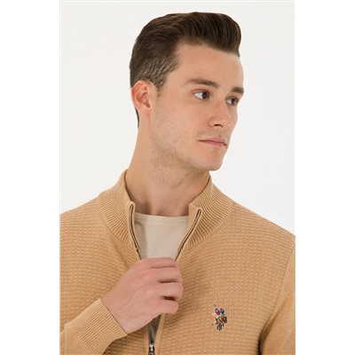 Erkek Kum Melanj Basic Triko Hırka