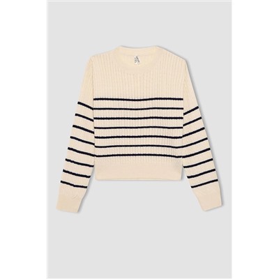 Defacto Kız Çocuk Regular Fit Bisiklet Yaka Kazak B1702A823WN