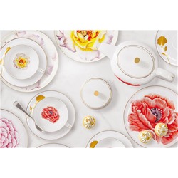 Сахарница, 9 см, 250 мл, фарфор F, белая, с золотистым кантом, Мак, Flowers, 60490