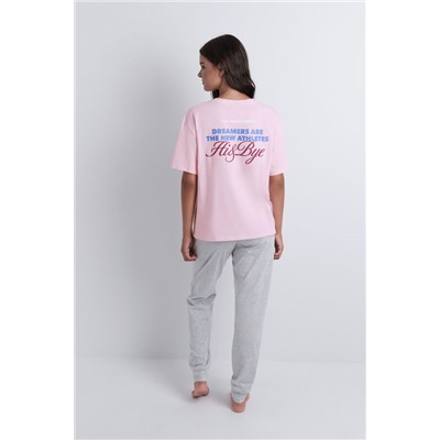 Pijama algodón estampado rosa