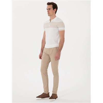 Bej Slim Fit Keten Görünümlü Kanvas Pantolon