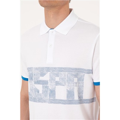 Erkek Regular Fit Polo Yaka Beyaz Tişört