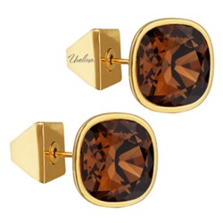 Пусеты Триумф (кристаллы SW шоколад 10мм; покрытие золото), Есть комплект