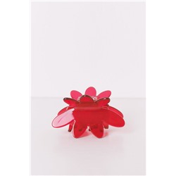 Pinza flor roja transparente