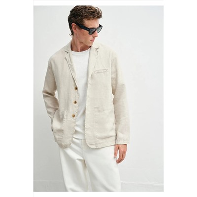 Mavi Ekru Keten Blazer Standart 0110713-70144