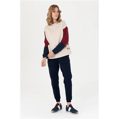 Kadın Krem Bisiklet Yaka Sweatshirt