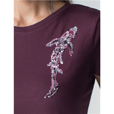 Нарядная футболка с блестящим принтом пайетками