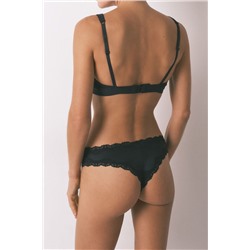 Braga brasileña microfibra y encaje negra