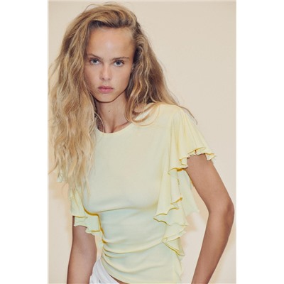 T-SHIRT WITH RUFFLE SLEEVES