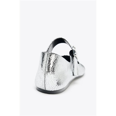 METALLIC LEATHER-EFFECT BALLERINAS