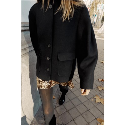 SHORT WOOL COAT WITH HIGH NECK