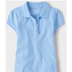 Complete The Look!   Full Size Full Size  The Children’s Place  Girls Uniform Ruffle Pique Polo - blue