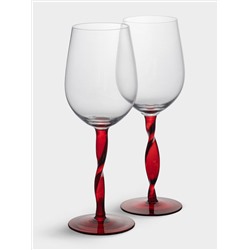 Бокал для вина, 540 мл, 2 шт, стекло, красная ножка, Villalago