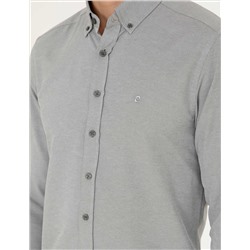 Haki Oxford Slim Fit Uzun Kollu Gömlek