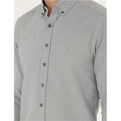 Haki Oxford Slim Fit Uzun Kollu Gömlek