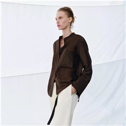 Женская рубашка с вышитым карманом из смесового тенселя ЗАР*А