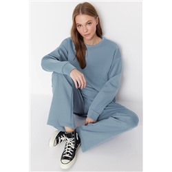TRENDYOL MODEST Mavi Bisiklet Yaka Scuba Örme Eşofman Takımı TCTAW23EN00004