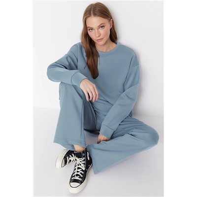 TRENDYOL MODEST Mavi Bisiklet Yaka Scuba Örme Eşofman Takımı TCTAW23EN00004