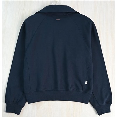 Женский хлопковый свитшот с полумолнией и отворотом