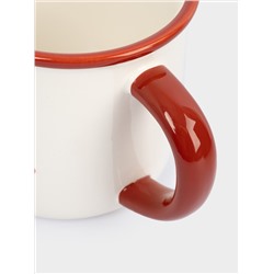 Кружка, 470 мл, с ложкой, керамика D/сталь, красная, Елка/Лошадка-качалка, Bright horse