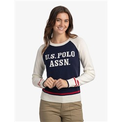 RAGLAN SLEEVE BASEBALL CREW NECK SWEATER