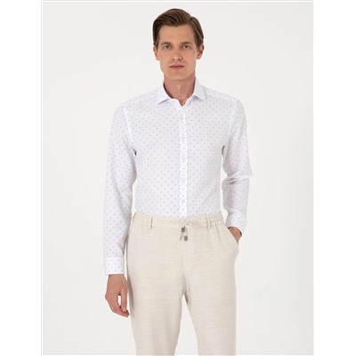 Beyaz Slim Fit Uzun Kollu Gömlek