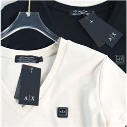 Удобная мягкая хлопковая футболка с V-образным вырезом  АРМАН*И