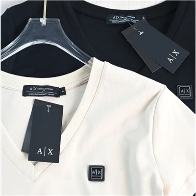 Удобная мягкая хлопковая футболка с V-образным вырезом  АРМАН*И