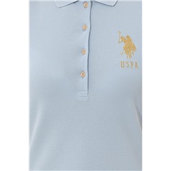 Kadın Açık Mavi Basic Polo Yaka Tişört