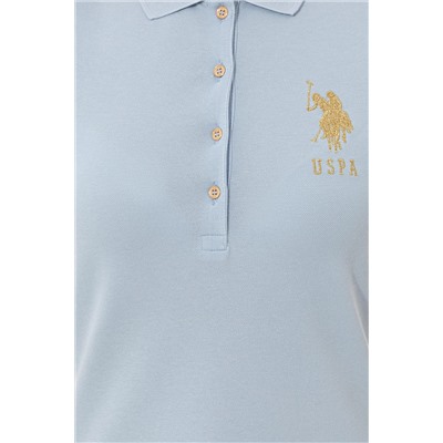 Kadın Açık Mavi Basic Polo Yaka Tişört