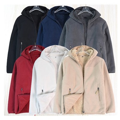Зимняя повседневная теплая флисовая толстовка с капюшоном из искусственной овечьей шерсти