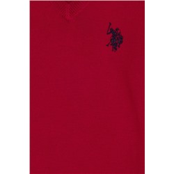 Kız Çocuk Kırmızı Basic V - Yaka Kazak