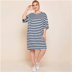 Женское платье в полоску Plus Size