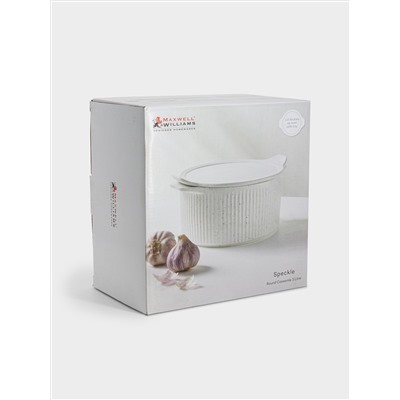 Кастрюля, 3 л, с крышкой, фарфор P, круглая, молочная, в крапинку, Speckle