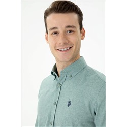 Erkek Mint Uzun Kollu Basic Gömlek