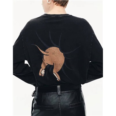 Женский лонгслив с мультяшным принтом  МО*КО