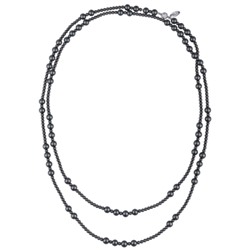 Колье Роса (Майорка темно-серая 6-10мм; покрытие родий) 155см, Есть комплект