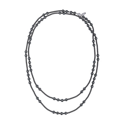 Колье Роса (Майорка темно-серая 6-10мм; покрытие родий) 155см, Есть комплект