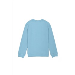 Çocuk Mavi Basic Bisiklet Yaka Sweatshirt