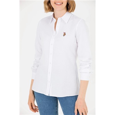 Kadın Beyaz Uzun Kollu Basic Gömlek