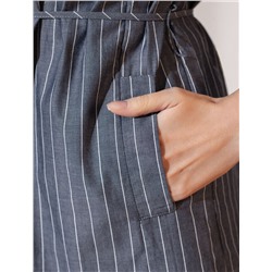 Удлиненный костюмный жилет в полоску с поясом из легкого хлопкового поплина