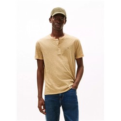 Slub Cotton Striped Short-Sleeve Henley