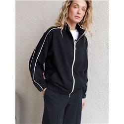 Свободный бомбер с лампасами на молнии из петельчатого футера двухнитки с эластаном