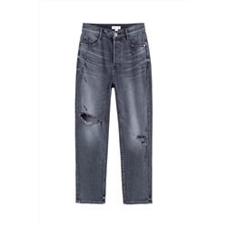Vaquero slim fit 7/8 de tiro alto Gris oscuro