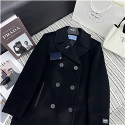 пальто средней длины с лацканами Pra, 100% кашемир, жаккардовая подкладка с буквами, высококачественная индивидуализация, литая пряжка с логотипом YB, кожаные манжеты с буквами,